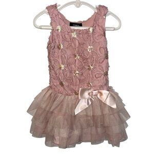 Zunie Blush pink Dress with Glittering rose Gold Details size 2T girls